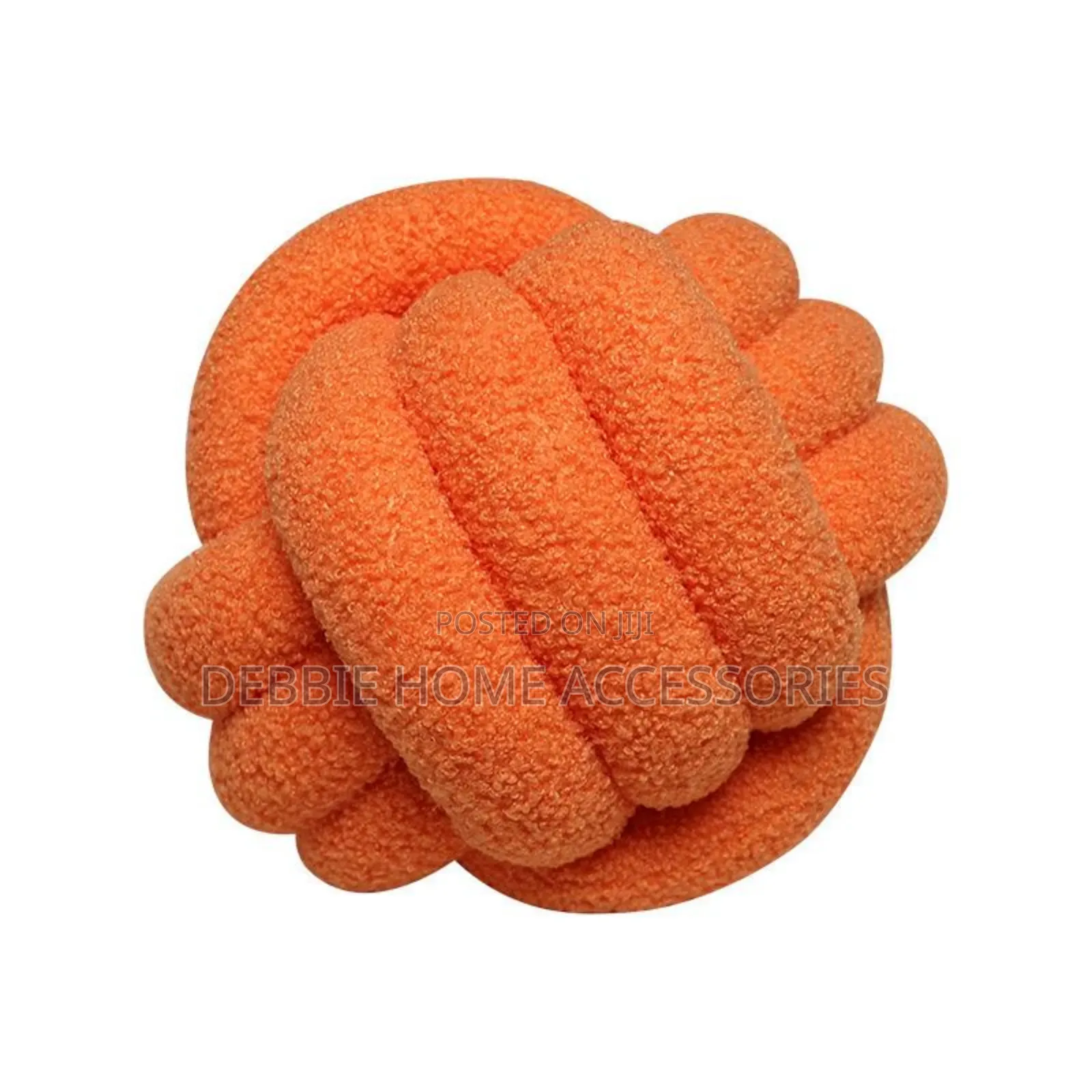 Knotted Plush Ball Design Round Pillow-Cotton 22cm