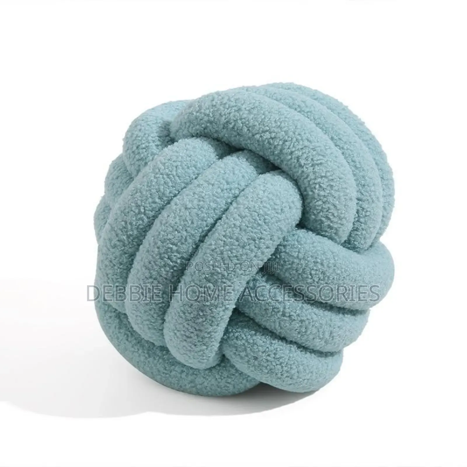 Knotted Plush Ball Design Round Pillow-Cotton 22cm