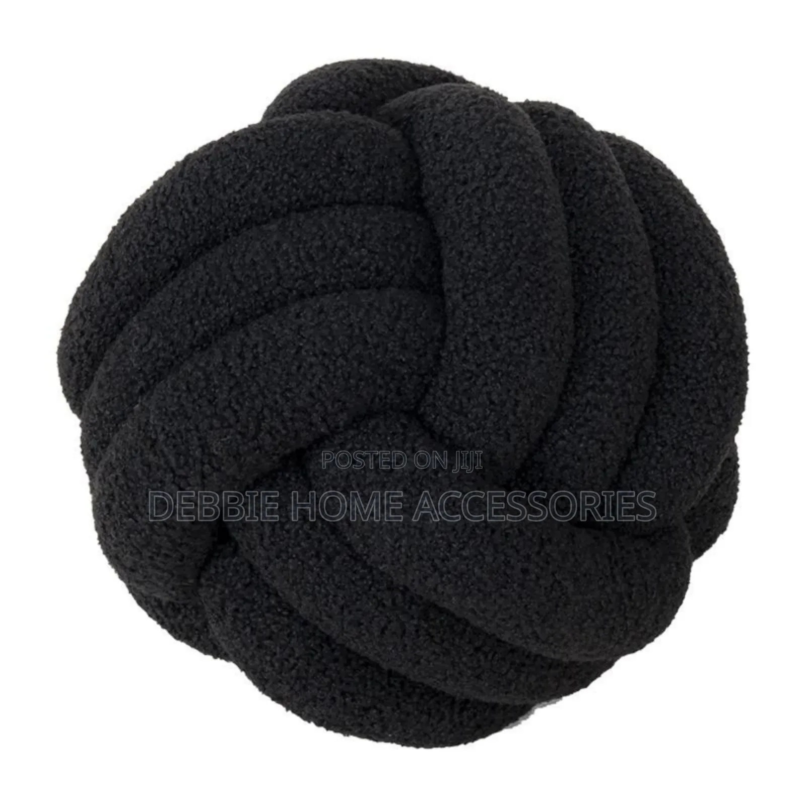 Knotted Plush Ball Design Round Pillow-Cotton 22cm