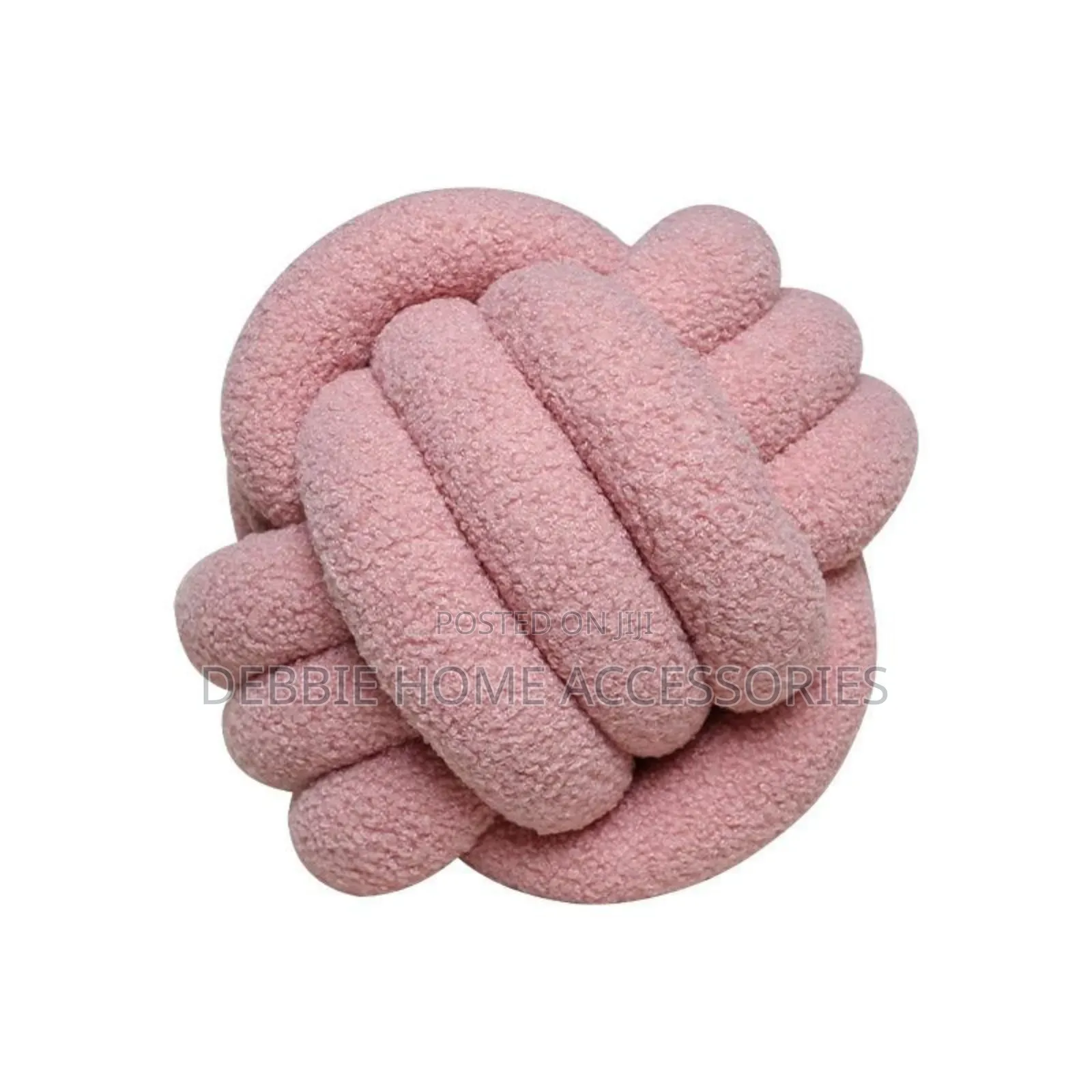 Knotted Plush Ball Design Round Pillow-Cotton 22cm