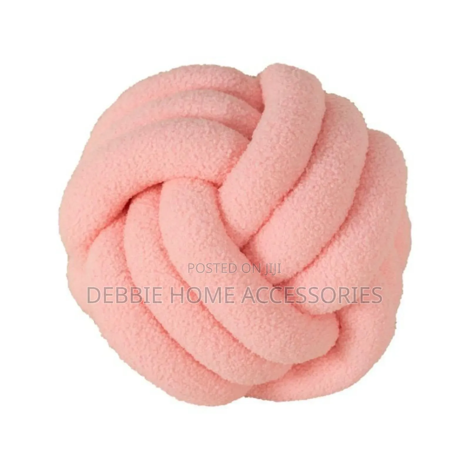 Knotted Plush Ball Design Round Pillow-Cotton 22cm