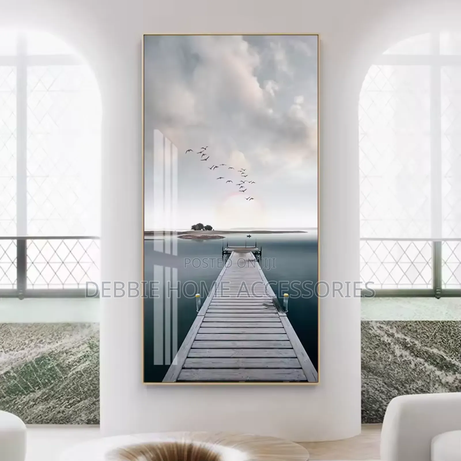 Framed Piece of Wall Art Featuring a Serene Landscape