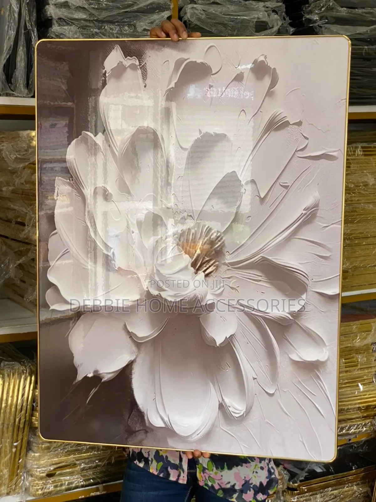 Large 3d Texture White Flower Painting Abstract Textured Floral