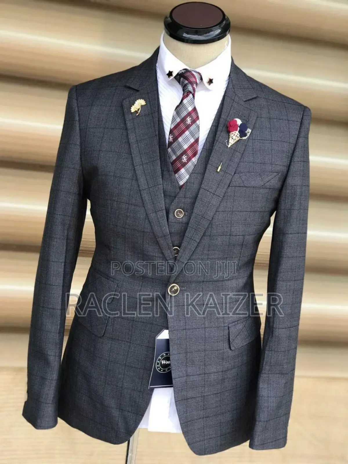 A Subtle Plaid Pattern Suit, Featuring a Charcoal Gray Color