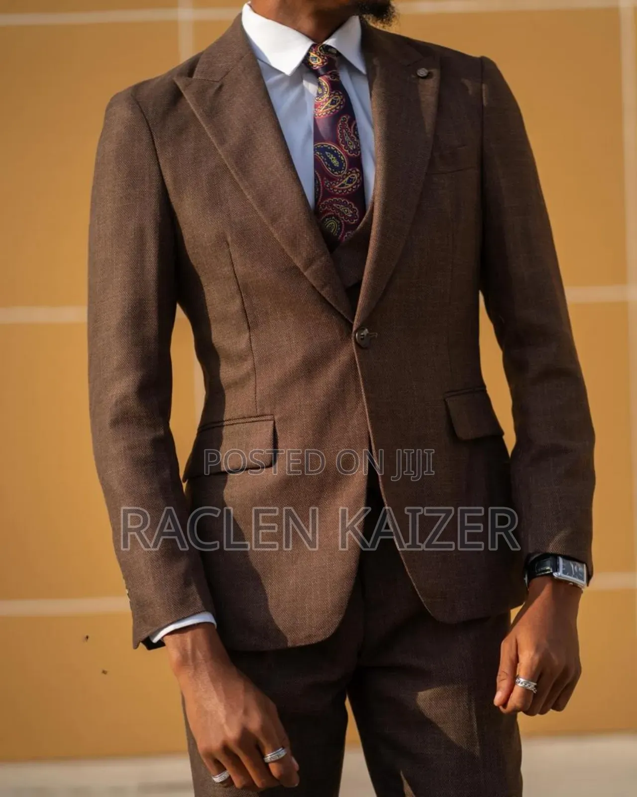 A Subtle Textured Pattern Suits, Featuring a Brown Color