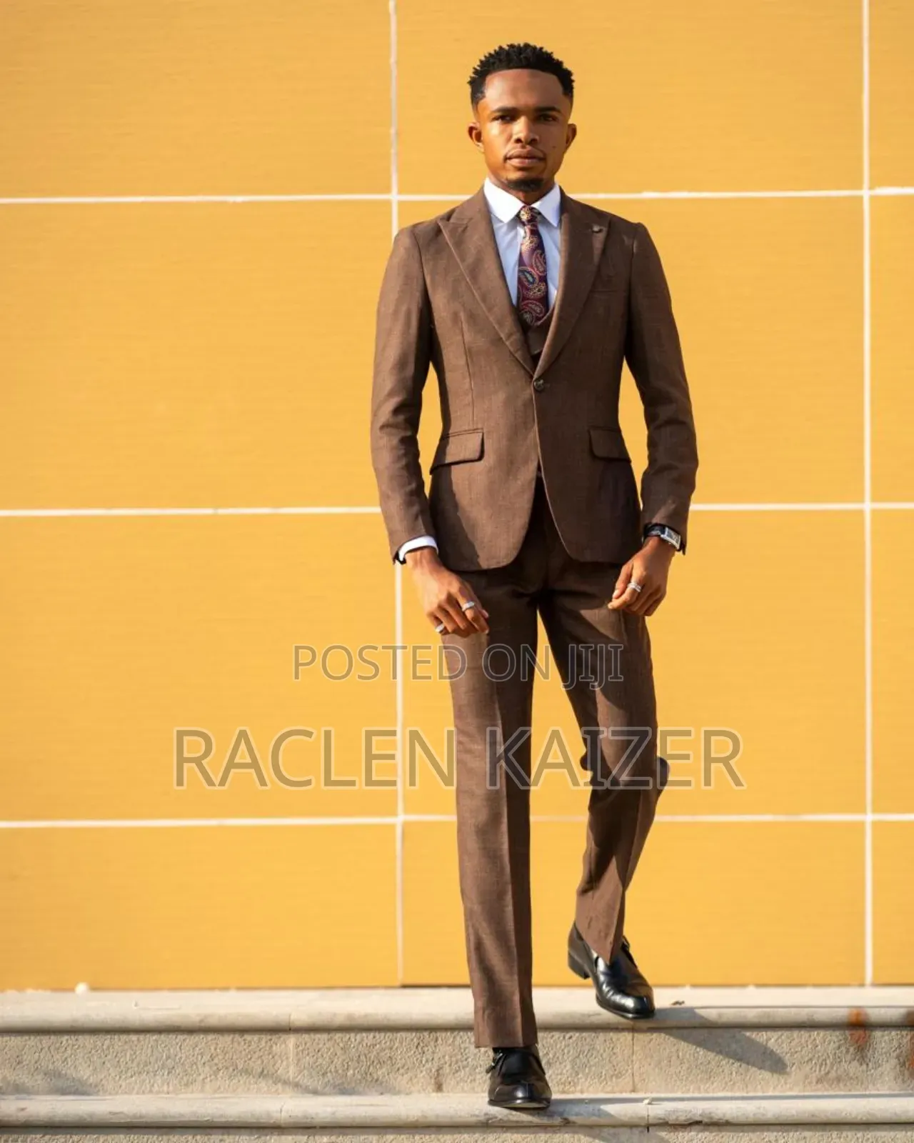 A Subtle Textured Pattern Suits, Featuring a Brown Color