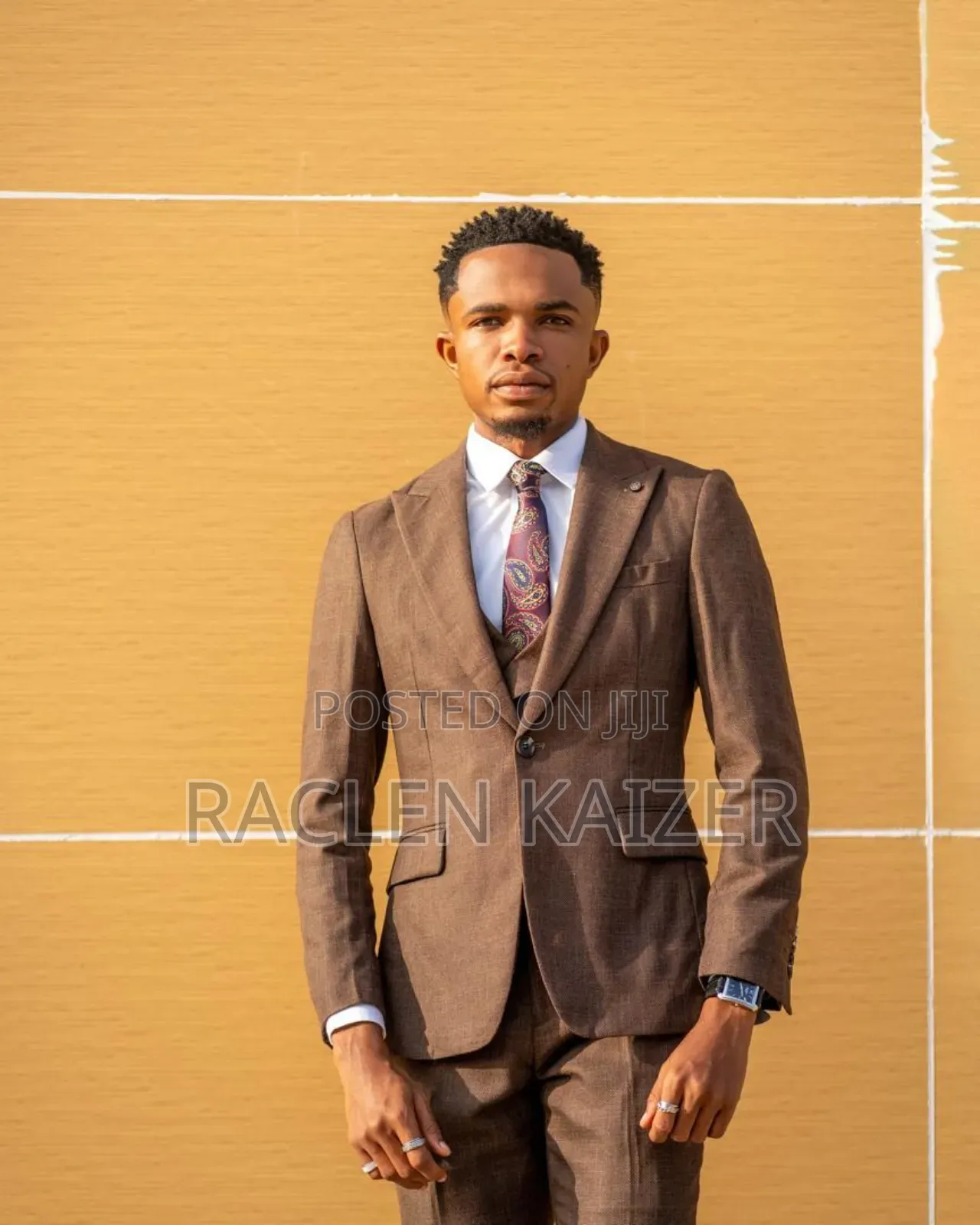 A Subtle Textured Pattern Suits, Featuring a Brown Color