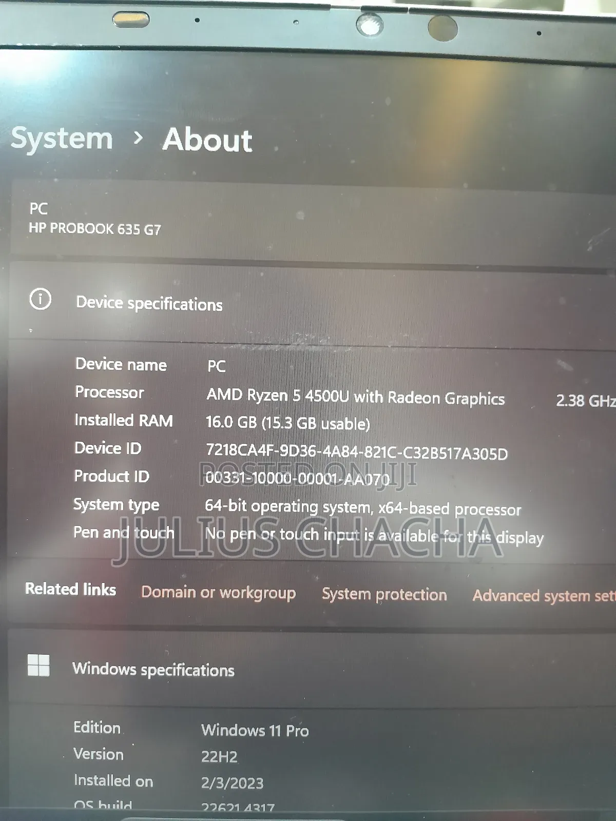 Laptop HP 16GB AMD Ryzen 5 SSD 256GB