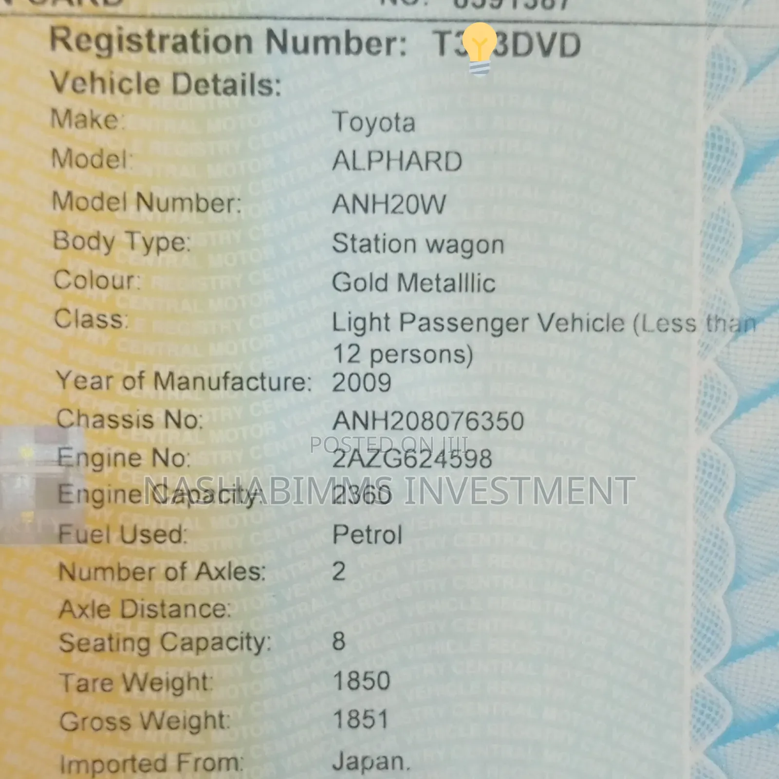 Toyota Alphard 2009 Gold