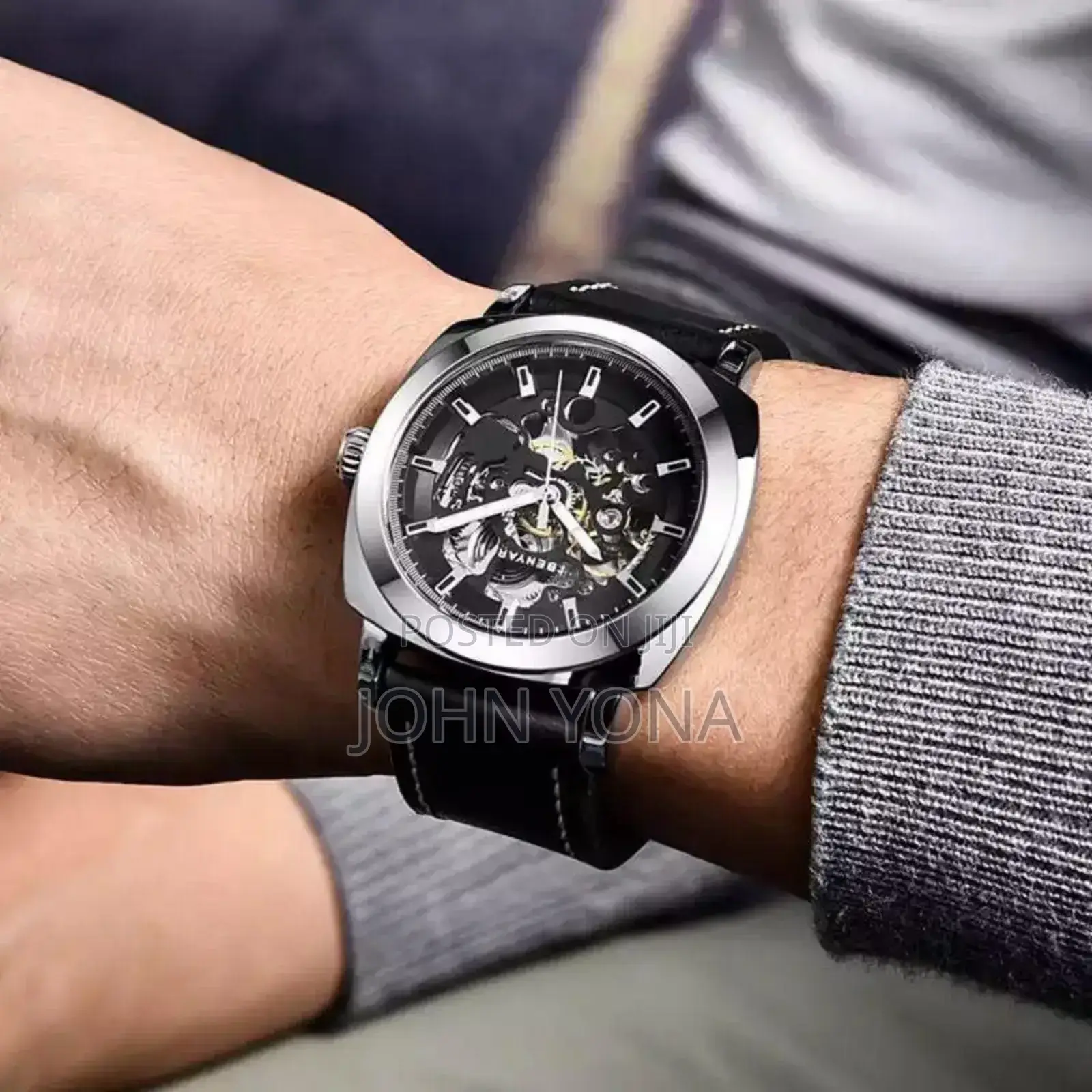 Benyar Automatic Watch Black Silver