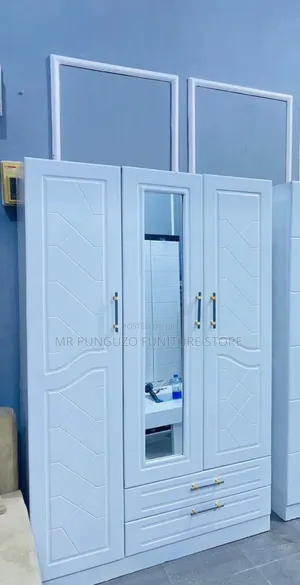 Kabati Milango Mitatu Full White Two Droo