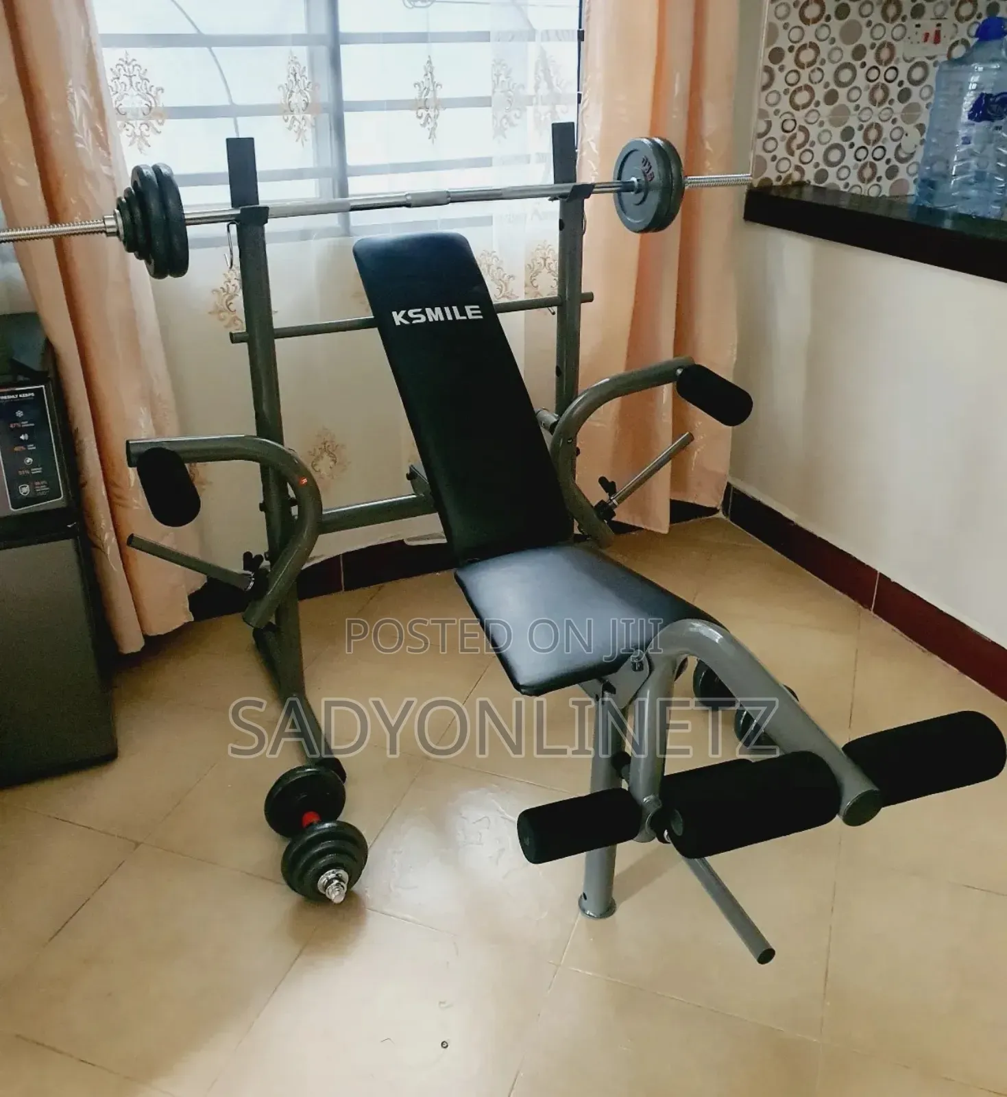 Adjustable Weight Bench With 50kg Chrome Dumbbell