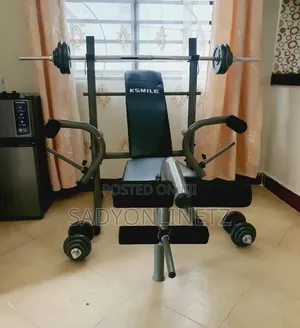 Adjustable Weight Bench With 50kg Chrome Dumbbell