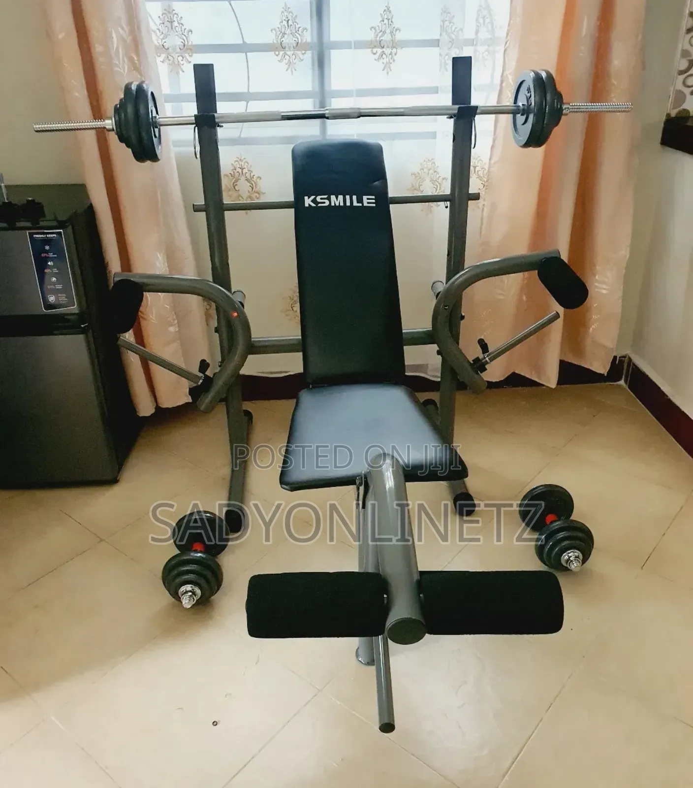 Adjustable Weight Bench With 50kg Chrome Dumbbell