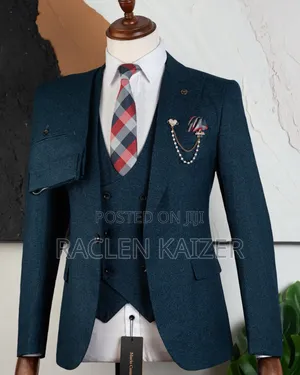 A Teal Color With a Textured Pattern Suits