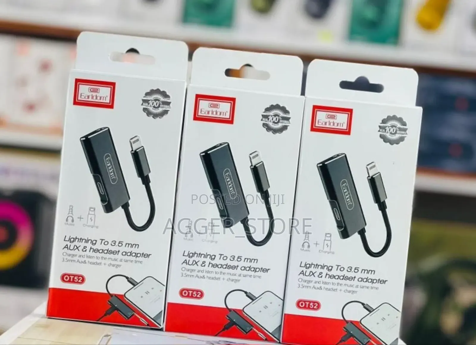 Earldom Lightning to 3.5 Aux and Headset Adapter