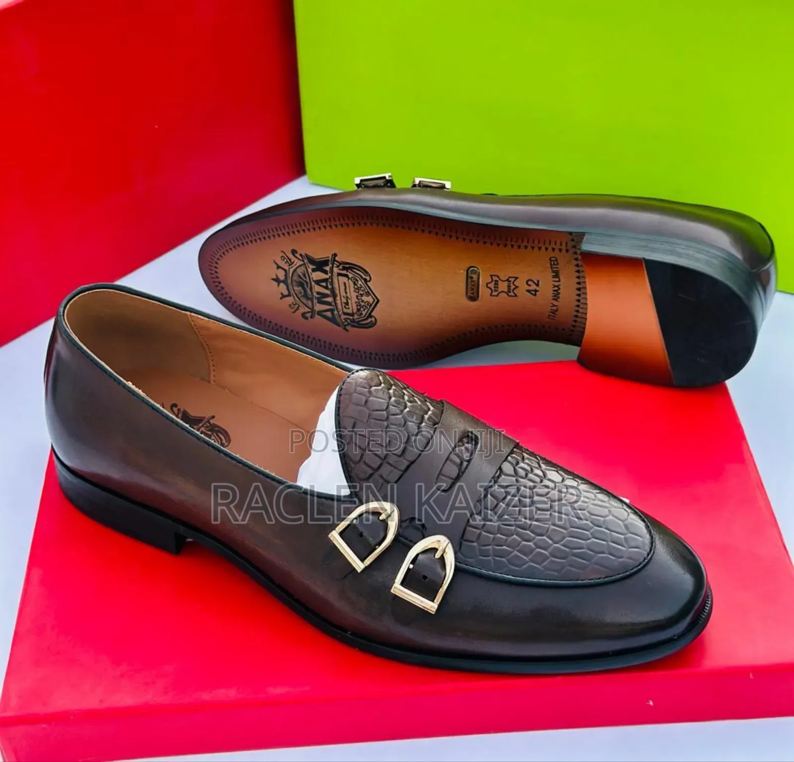 Brand Anax Brown Monk Strap Loafers