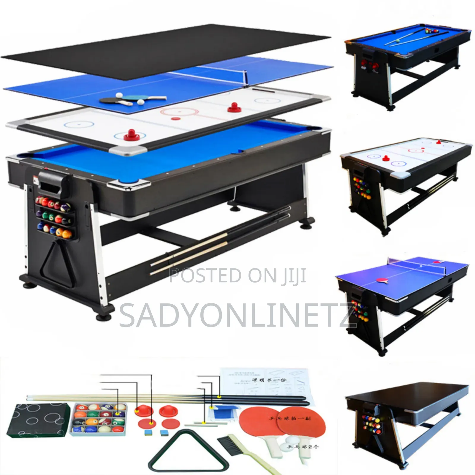 4in 1 Pool Table,Air Hockey,Table Tennis and Dining Top