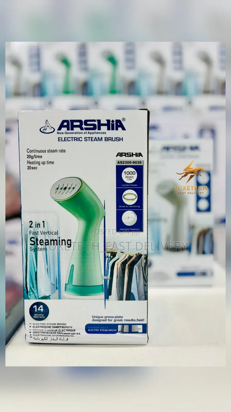 Arshia 2-in-1 Handheld Garment Steamer and Steam Brush