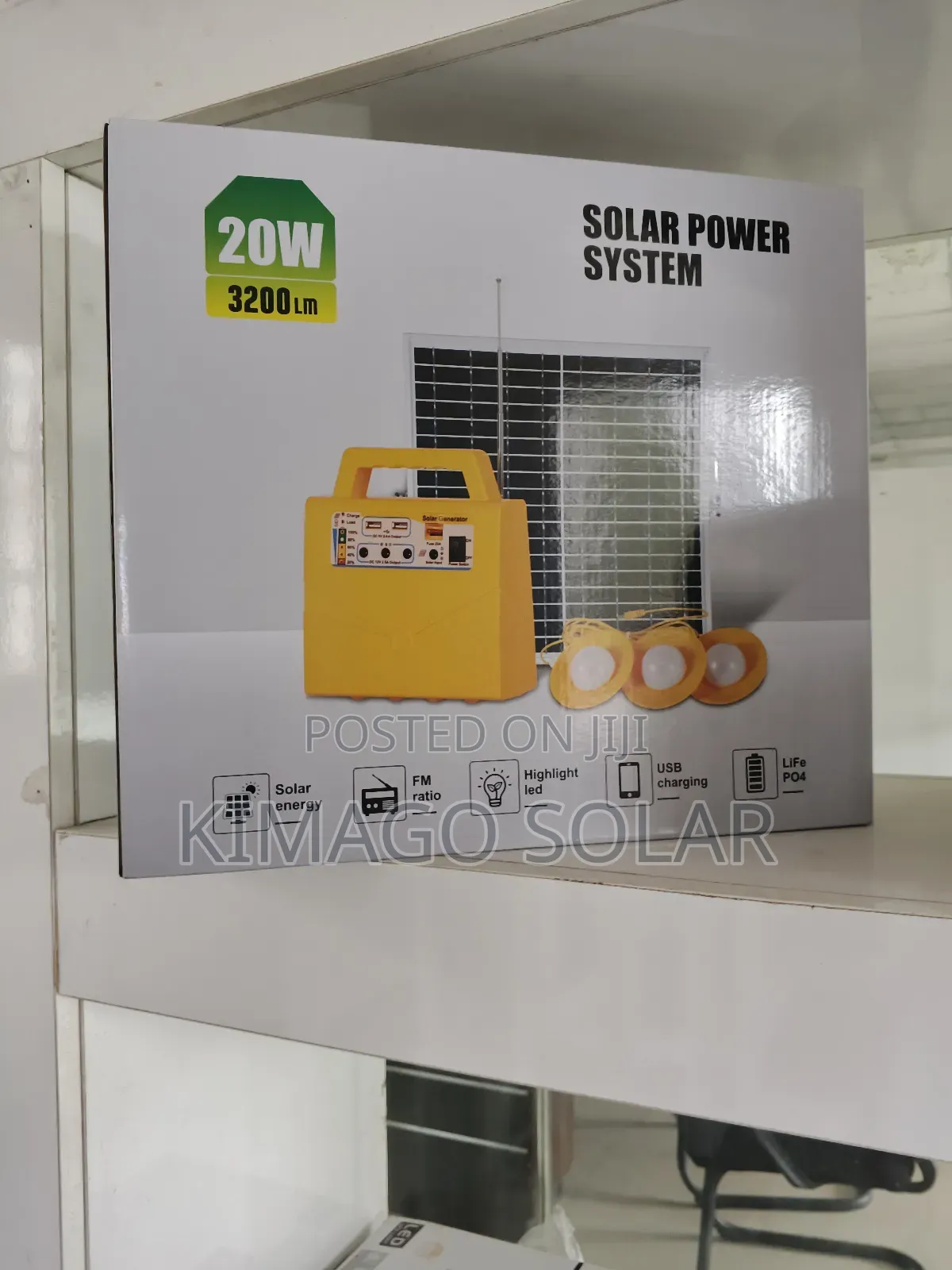 Mtambo Wa Solar 20w Taa 3 + Radio + Charger Simu