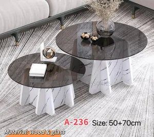 Modern Round Glass Table With Solid Wood Legs