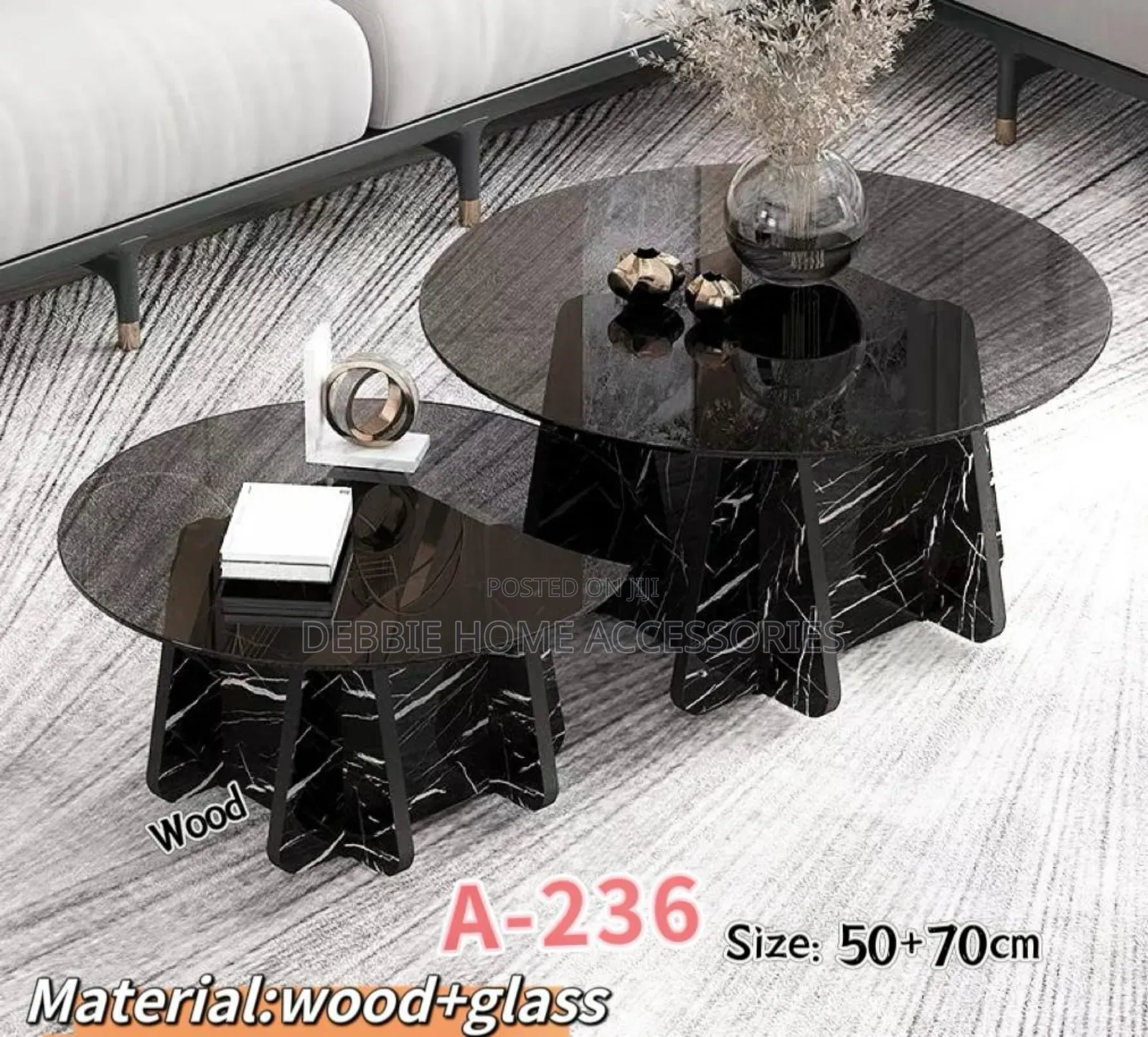 Modern Round Glass Table With Solid Wood Legs