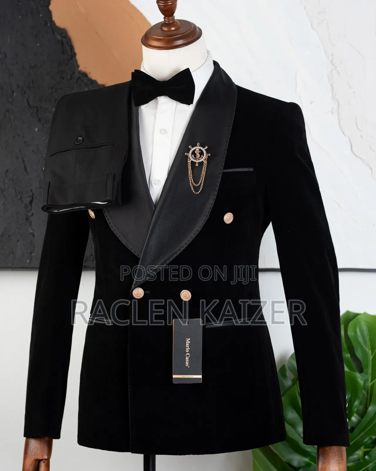 A Black Velvet Fabric Suit