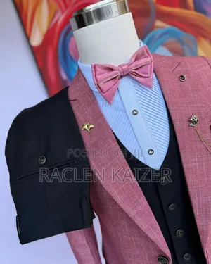 A Pinkish-Red With a Subtle Textured Pattern Suits