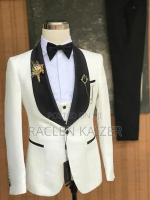 White With Black Accents on the Lapels and Trimmings Suits