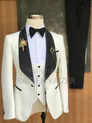 White With Black Accents on the Lapels and Trimmings Suits