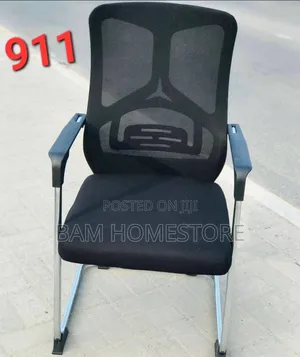 Black Mesh Office Chair With Sled Base