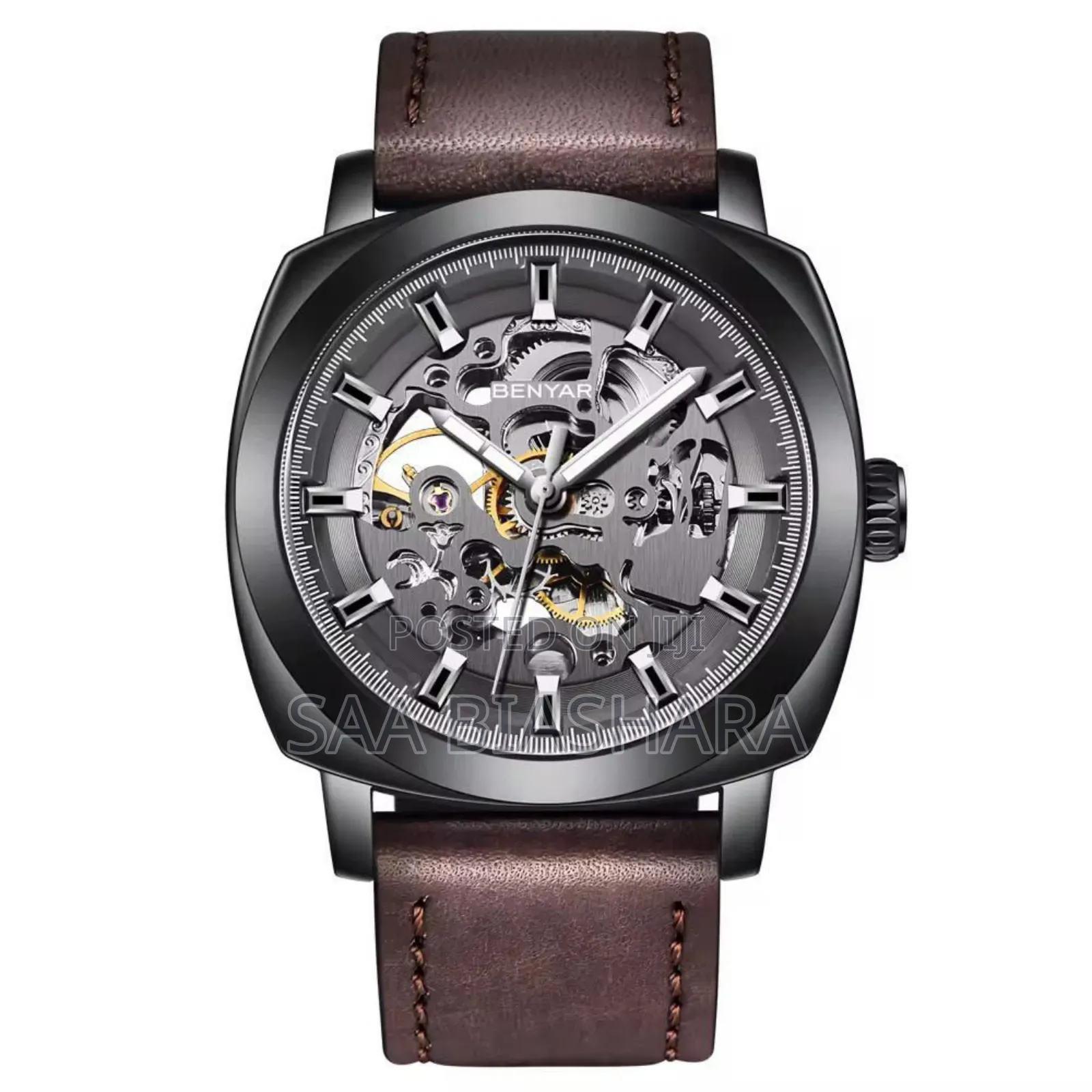 Benyar Automatic Watch Black and Brown Belt