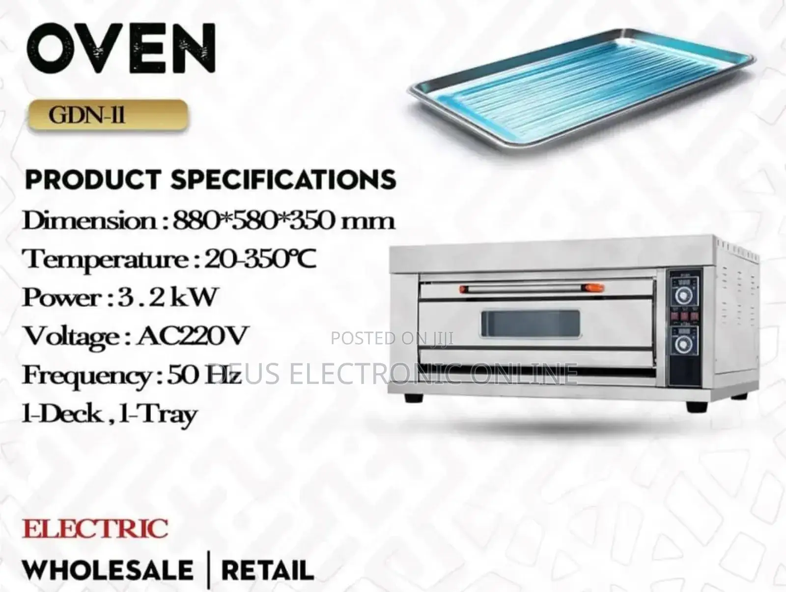 Oven Ya Umeme Deck 1 Tray 1