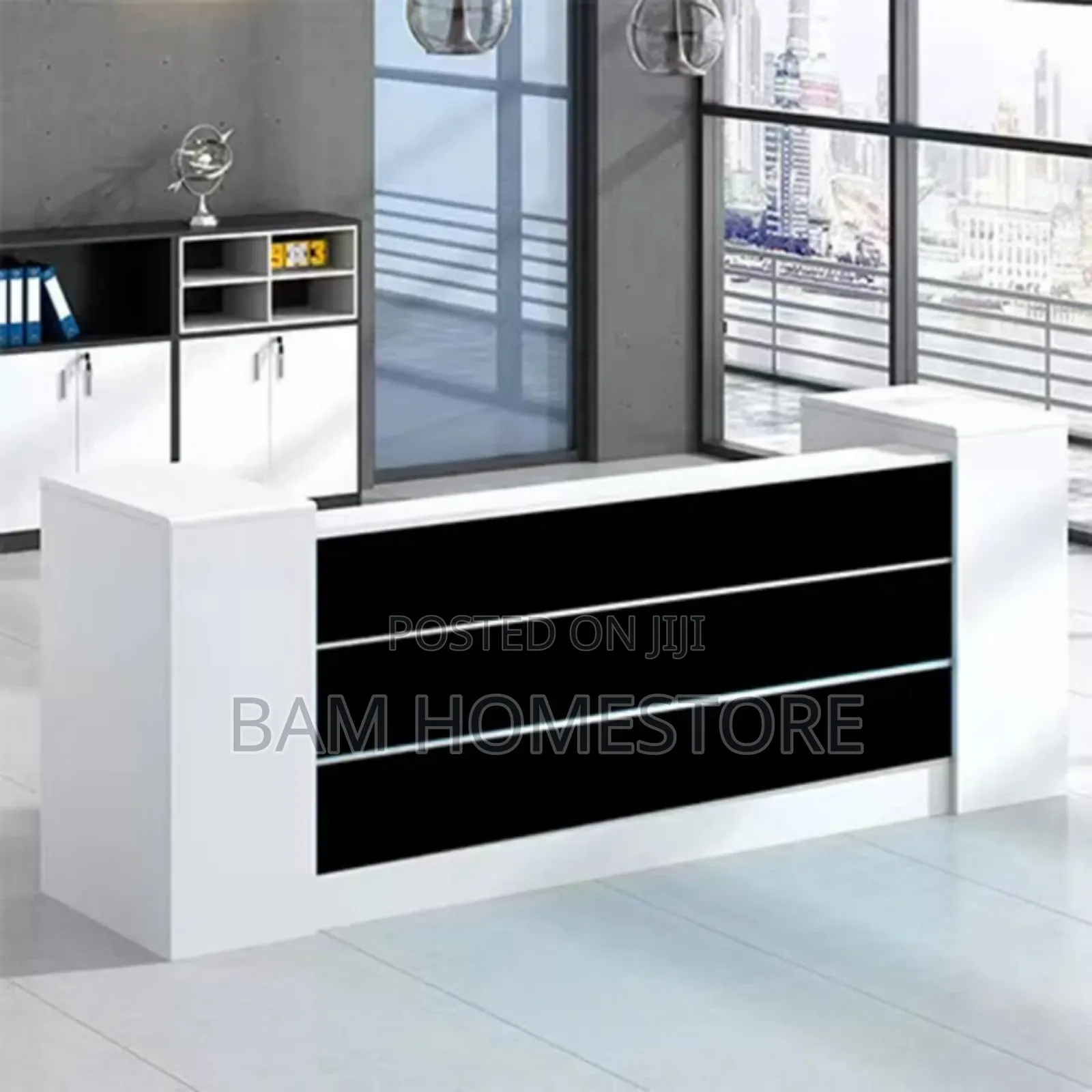 Luxury Grand White Black Reception /Counter Table - 160cm/180cm