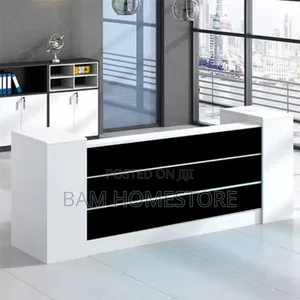 Luxury Grand White Black Reception /Counter Table - 160cm/180cm