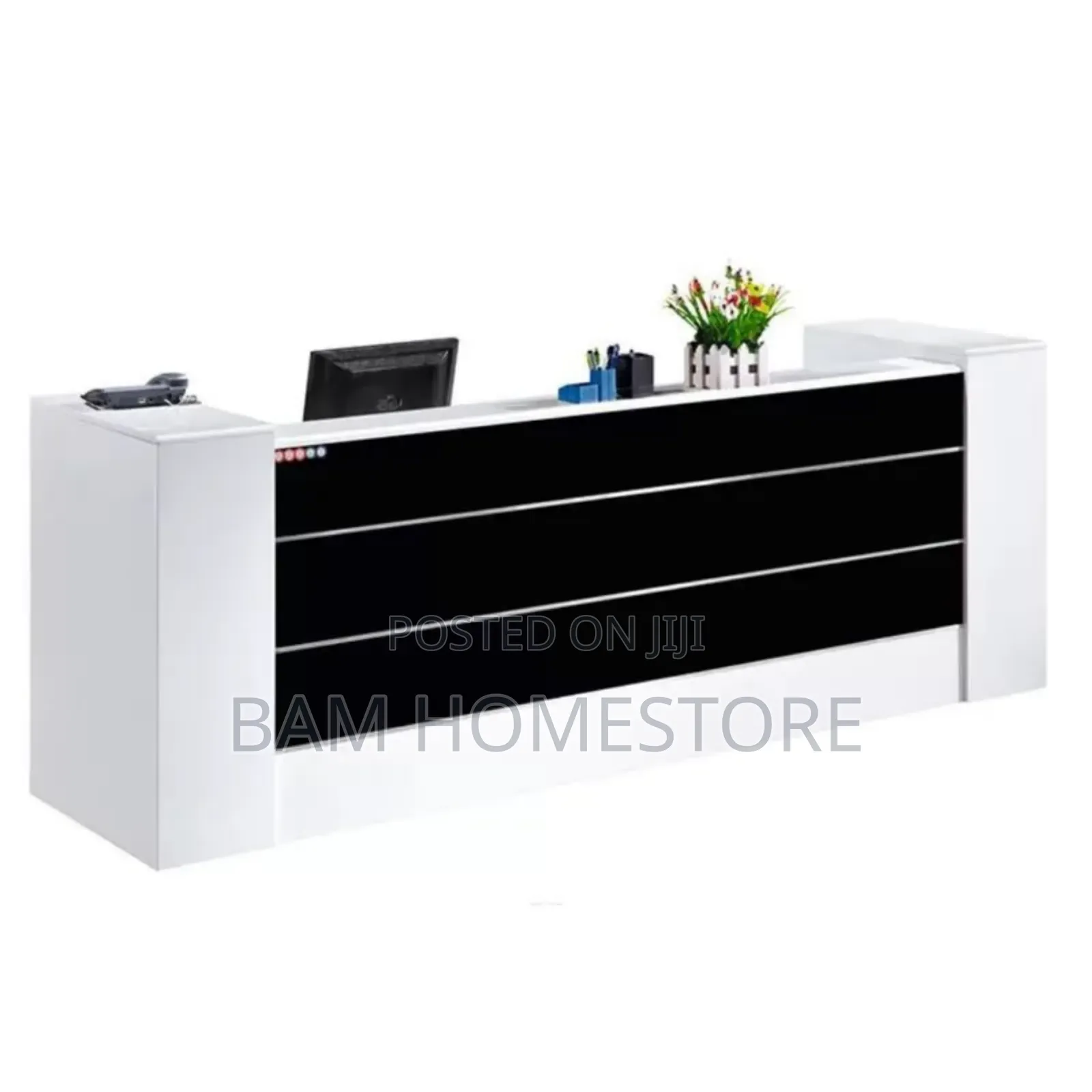 Luxury Grand White Black Reception /Counter Table - 160cm/180cm