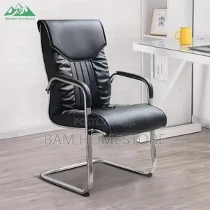 Black Faux Leather Office Chair With Sled Base