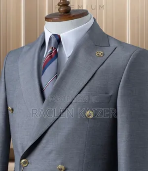 Medium Gray Suits With Gold Buttons