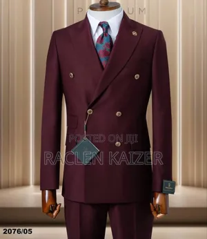 Deep Burgundy Suits With Gold Buttons