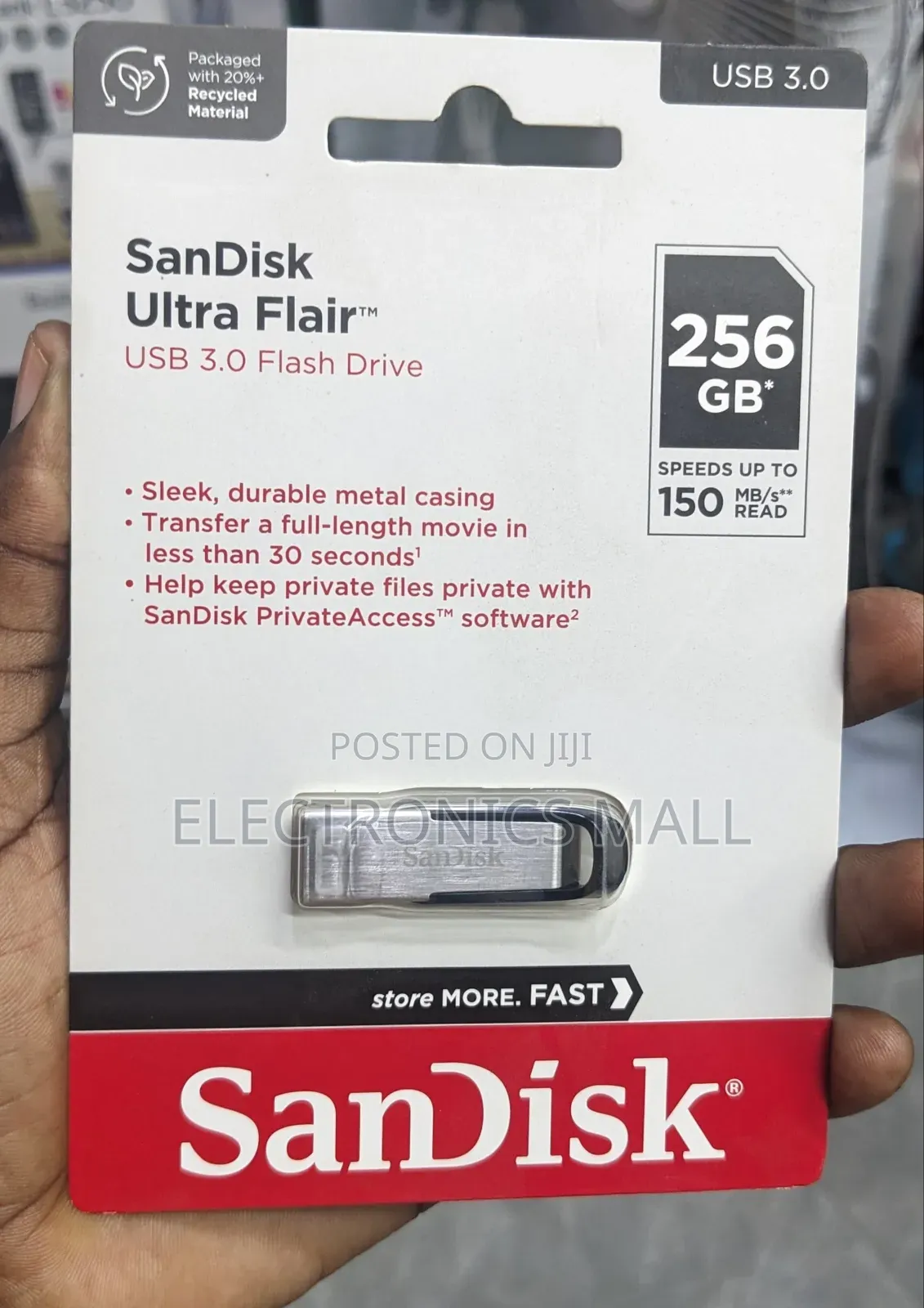 SanDisk Ultra Flair 256GB USB 3.0 Flash Drive - Lightning Fast Transfers up to 150MB/s