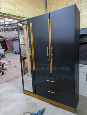 Kabati Milango Mitatu Black Full Mbao