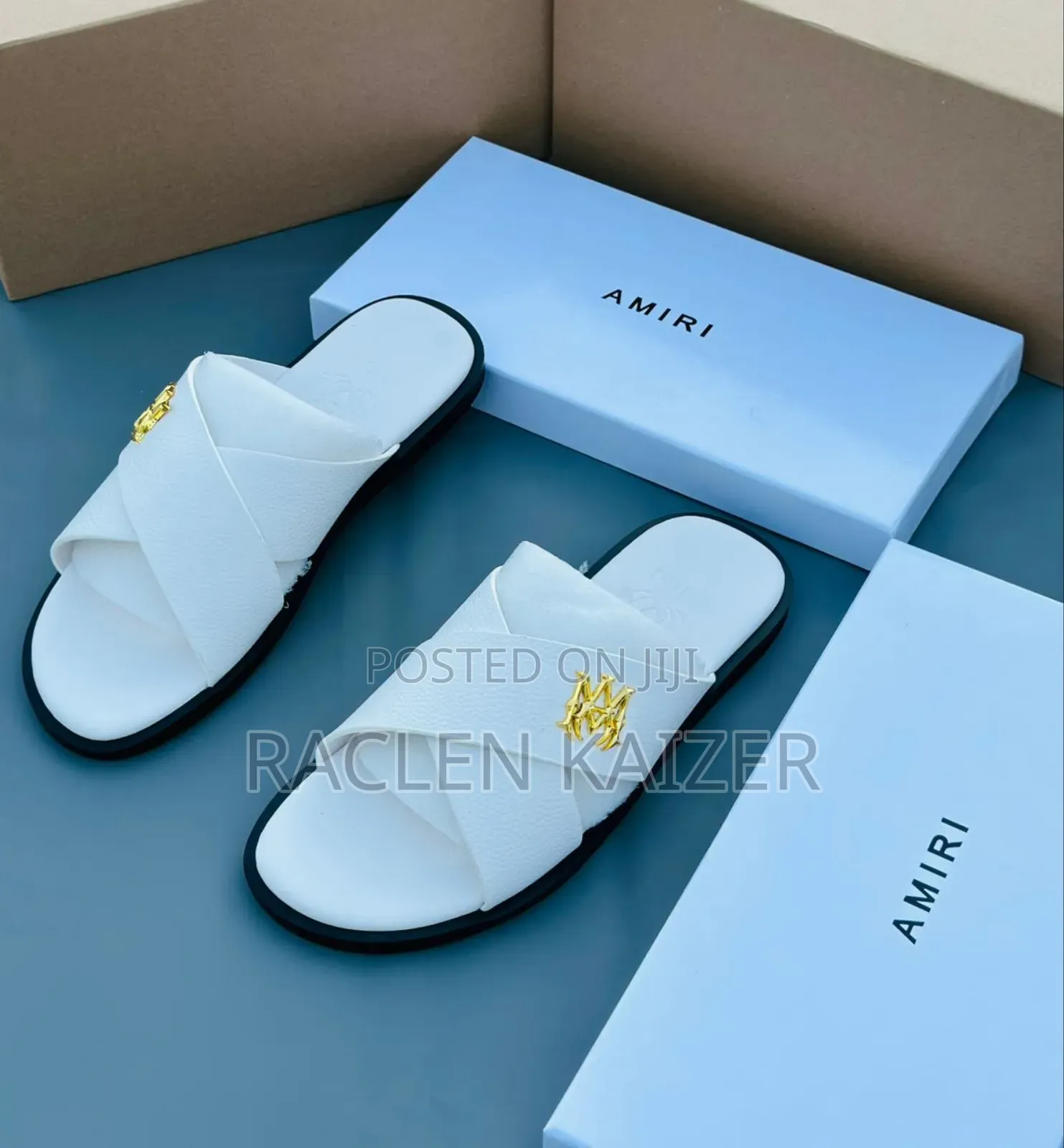 White Amiri Sandals Full Boxed
