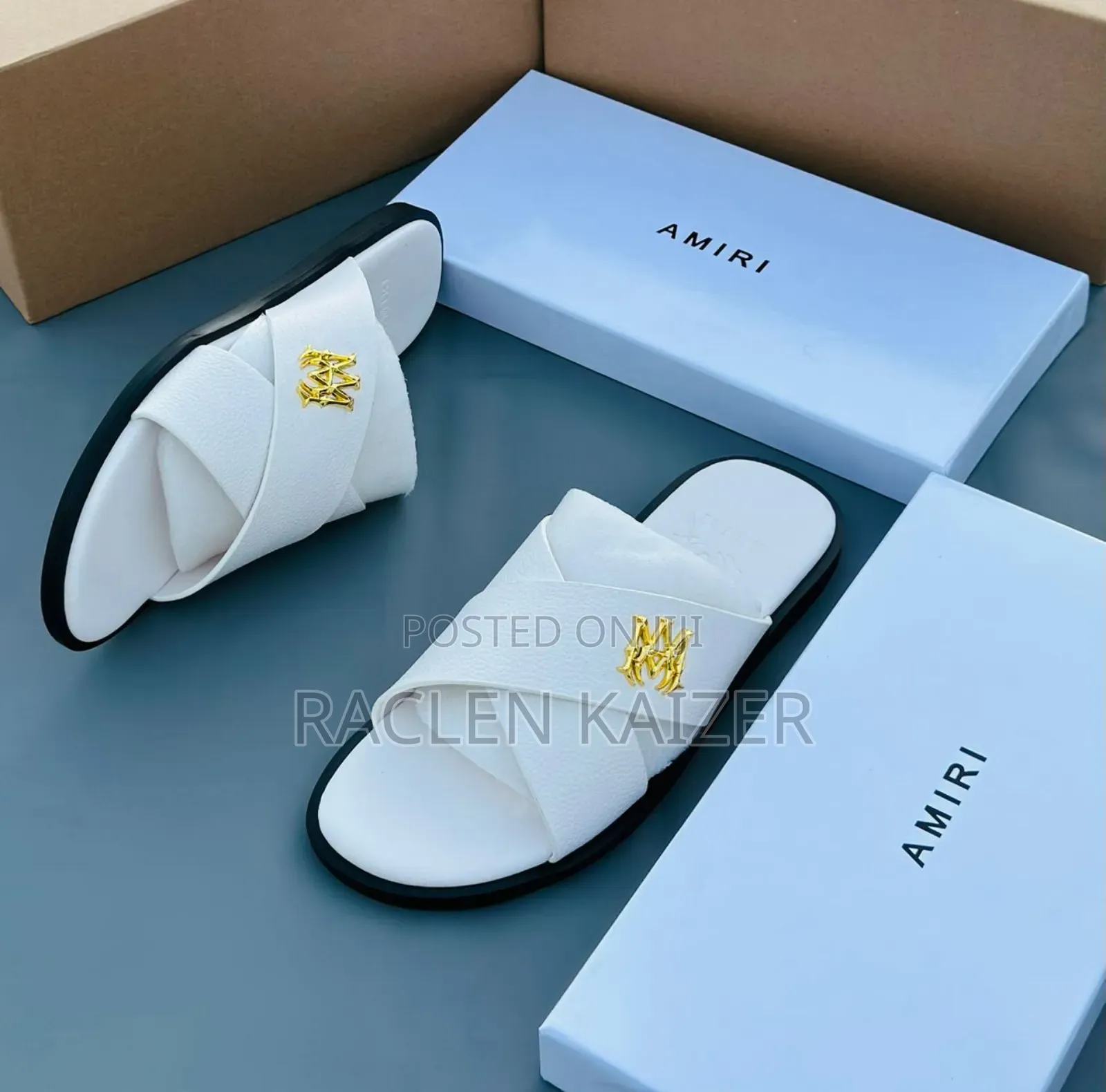 White Amiri Sandals Full Boxed