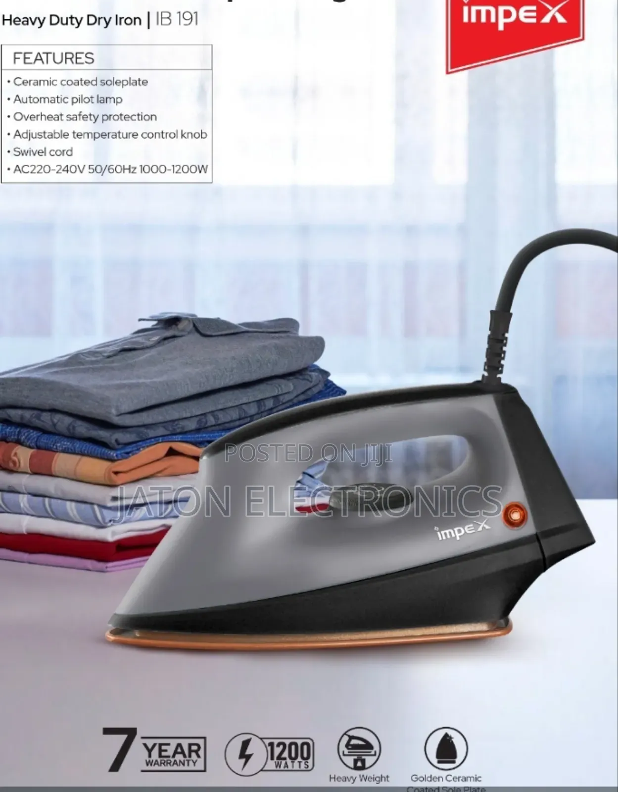Impex Heavy Duty Dry Iron 1200watts