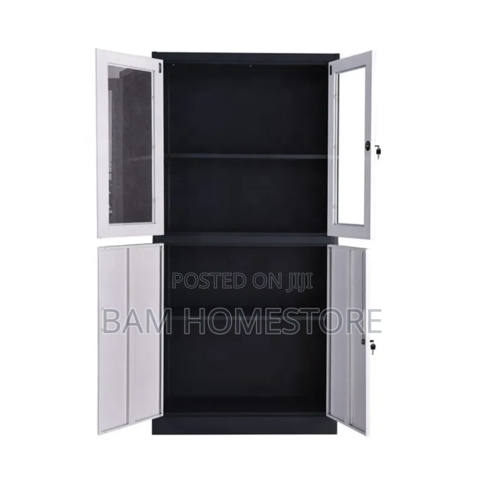 Modern Two-Tone Tall Storage Cabinet