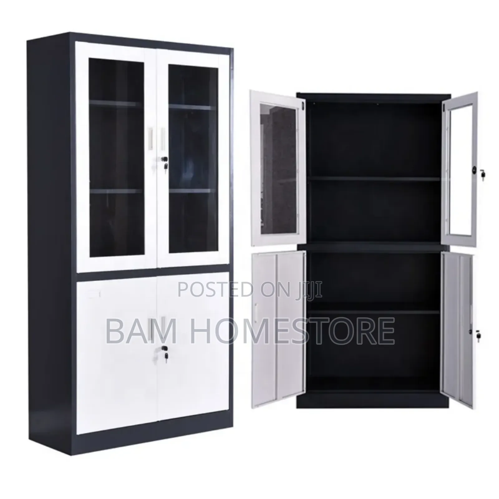 Modern Two-Tone Tall Storage Cabinet