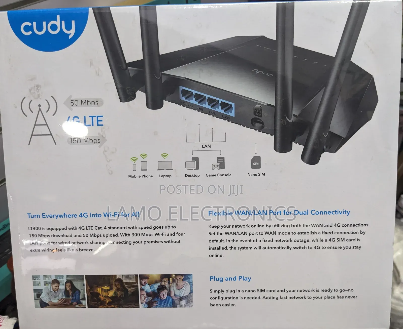 Cudy Lt400 4g Lte N300 Wi-Fi Router 300mbps