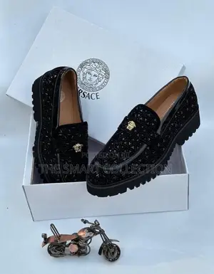 Versace Official Shoes Black Stones