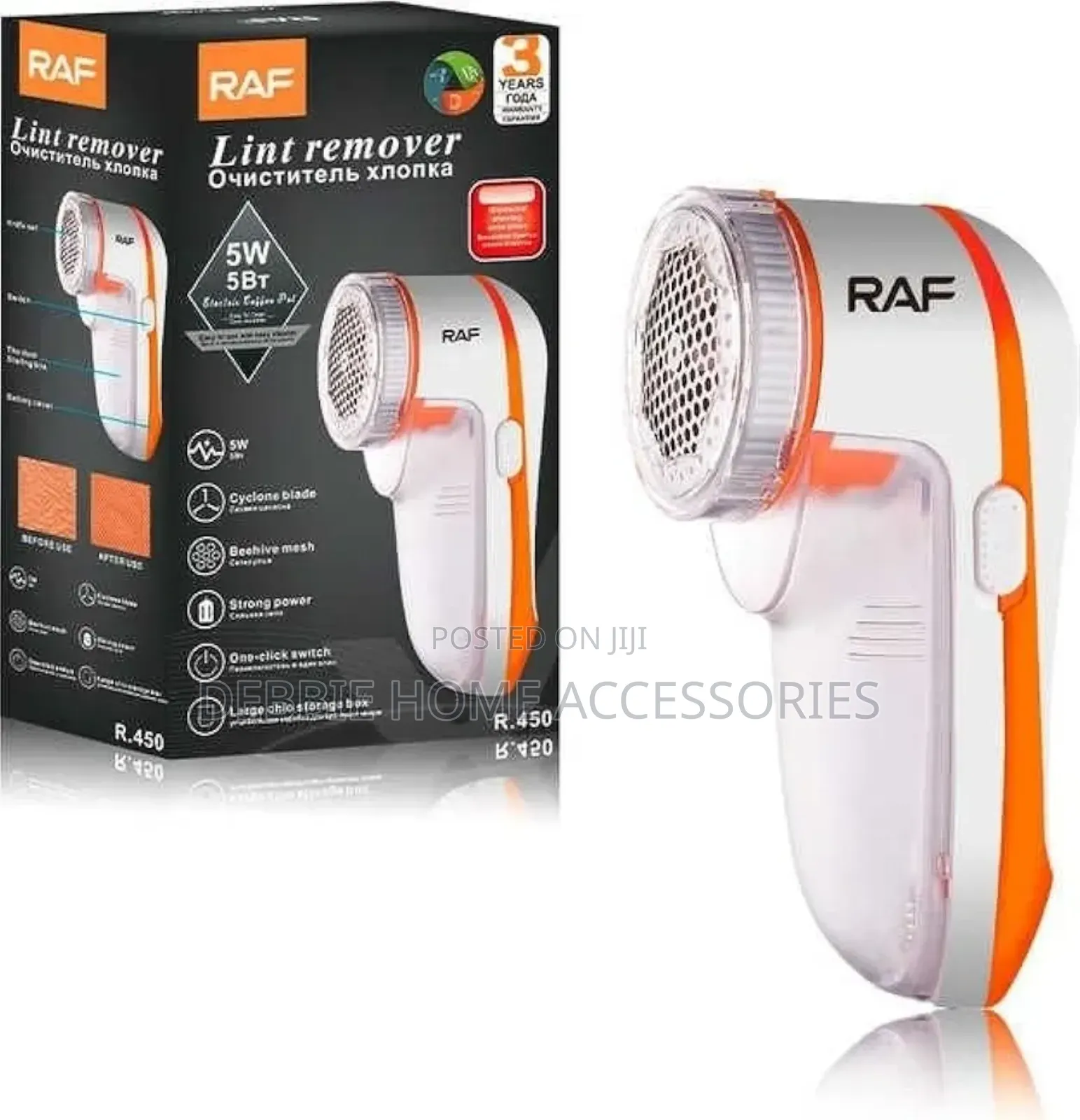 Raf Smart Lint Remover R.450, 5 Watt, 220v, 50hz, White