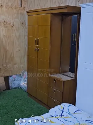 Kabati Milango Miwili Na Dressing Pembeni Langi Ya Mkongo